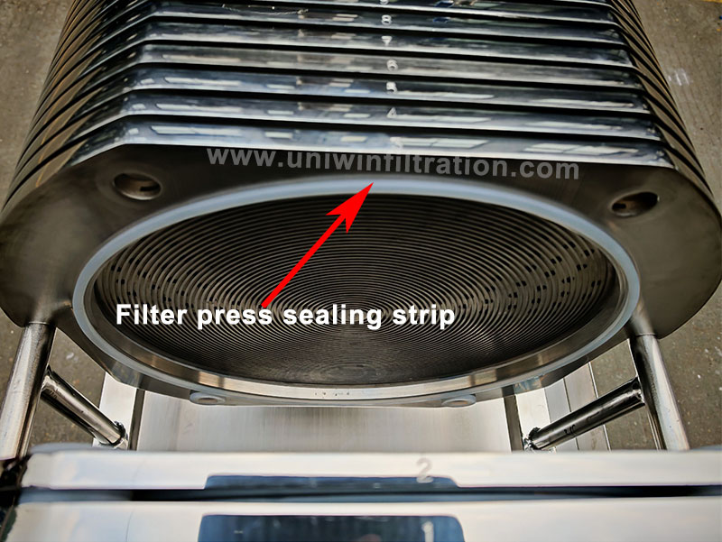 Filter press sealing strip