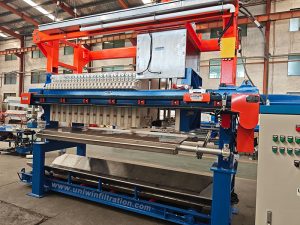 filter press with filter cloth washing system